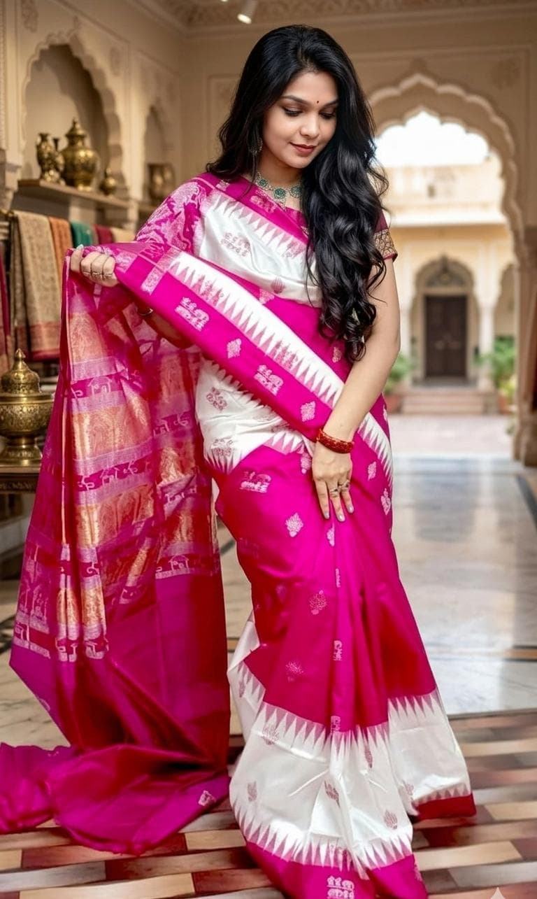 Pink Kanjeevaram silk saree