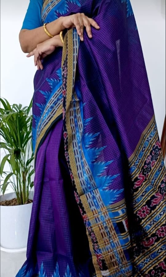 Purple Sambalpuri ikat saree