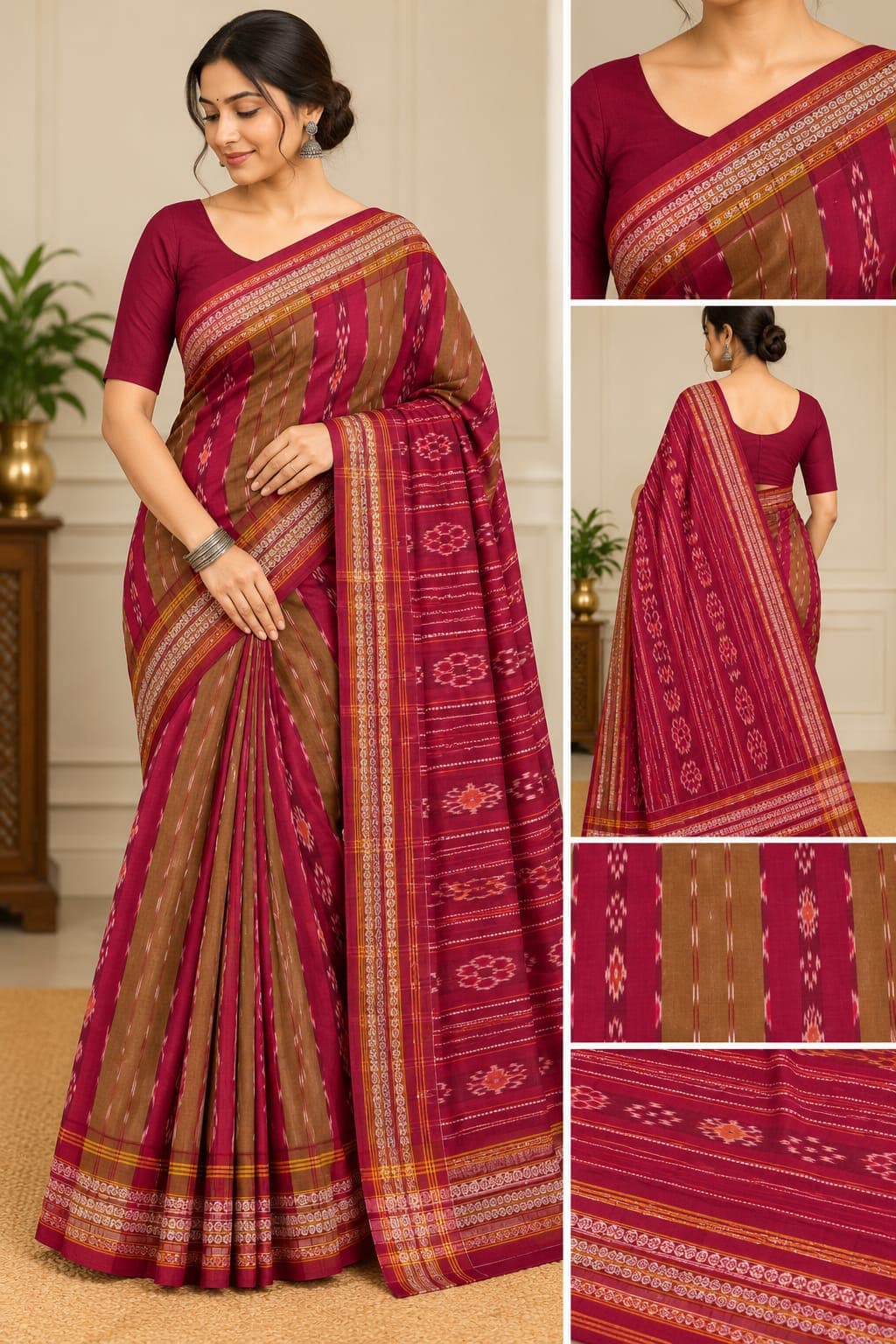 Parda Design Red Golden Colour Saree