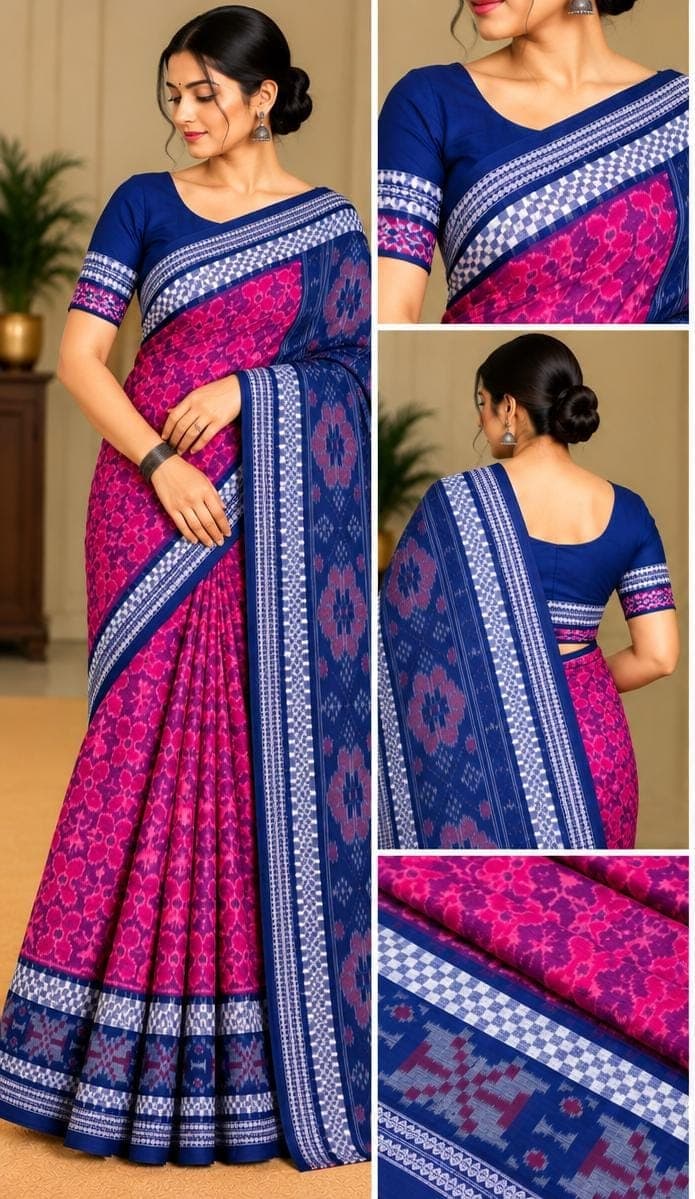 Terracota Computer Print ( Magenta Blue saree)