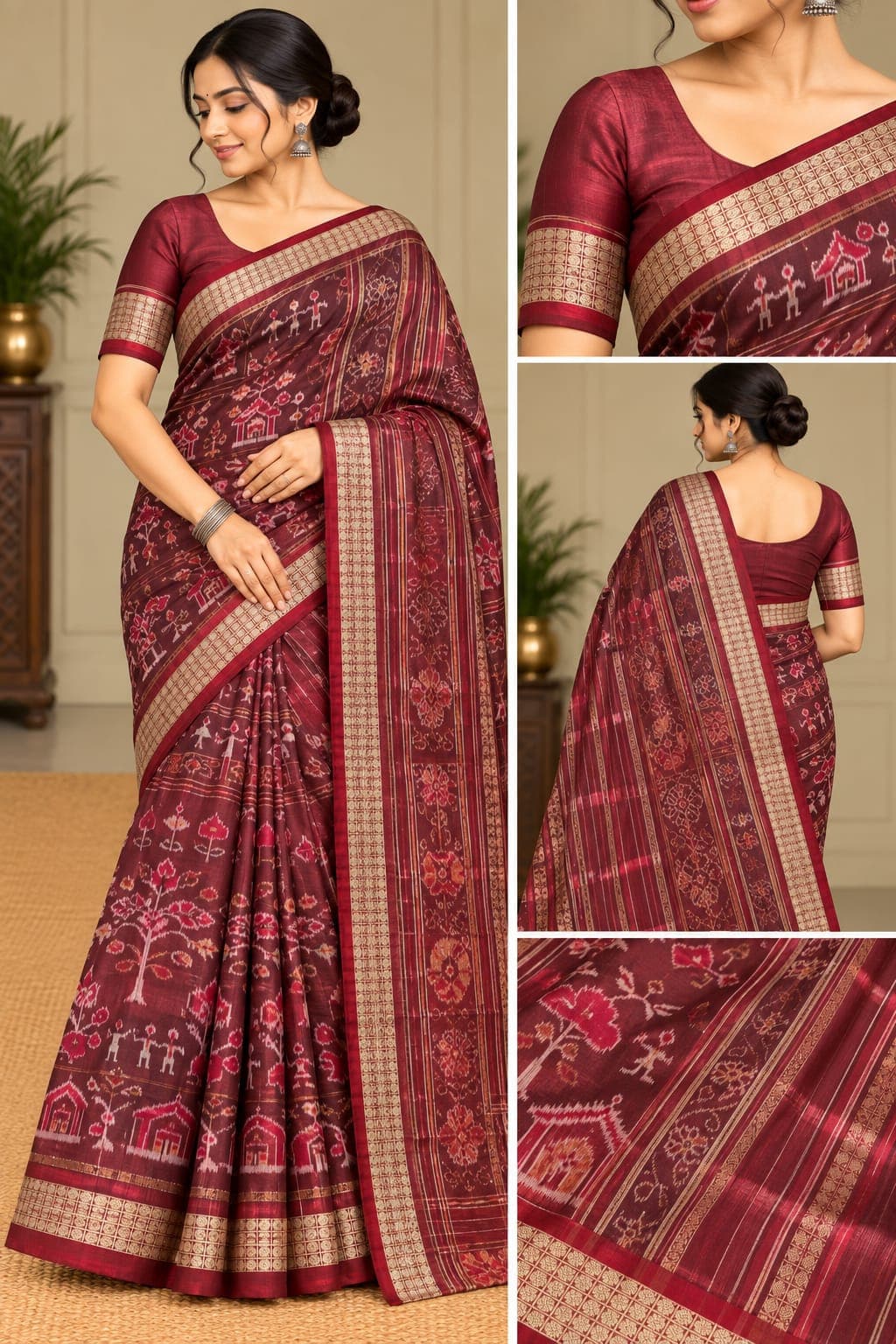 Patli Pata (Coffee & Maroon Colour Saree)