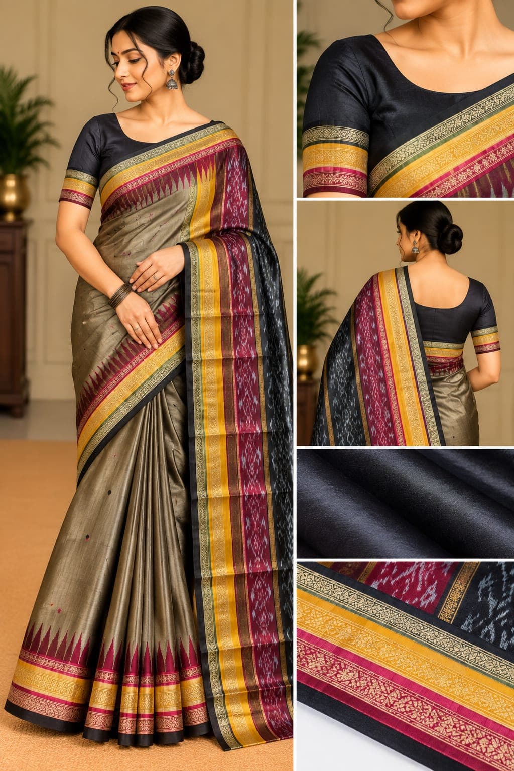 Kathiphera Khandua Pata ( Olive Grnee & Black Border)